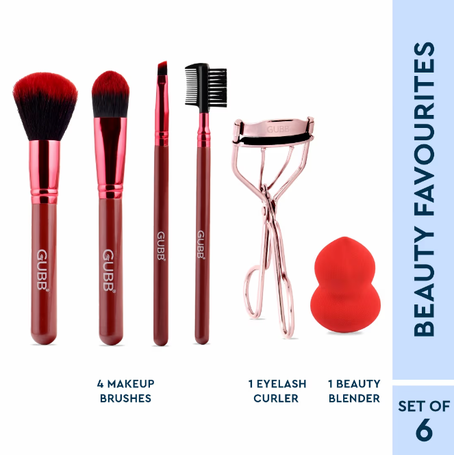 GUUBB Beauty Surprise Kit, 4 Brushes, Beauty Blender and Eyelash Curler