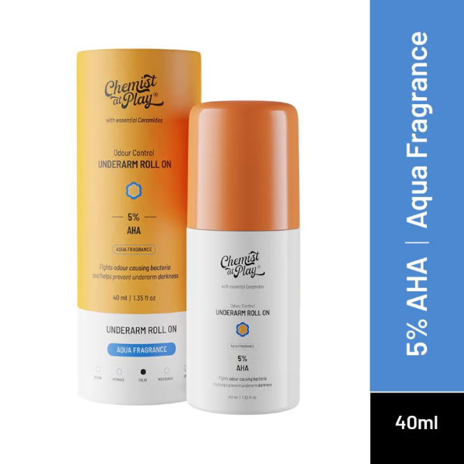 Chemistt at Play Underarm Roll On Controls Odour -5% AHA- Aqua Fragrance