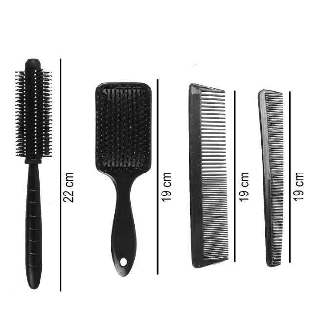 Miraamar 4 PCS Hair Stylists Professional Styling Comb Set Variety Pack Great for All Hair Types & Styles Paddle and Round Hair Brush Straightener For Women/Men, Dressing Comb for women