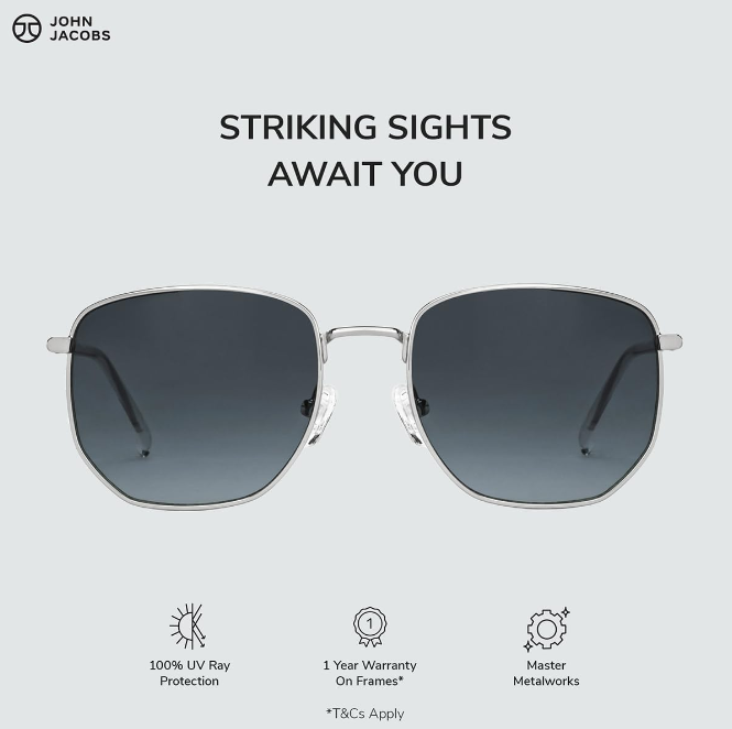 Joohn Jaacobs Unisex Adult Hexagon sunglasses Grey Frame, Grey Lens