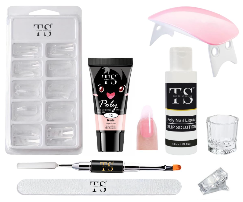 Polly Nail Gel Extension Kit With Slip Solution Uv Nail Lamp for Builder Gel UV Nail Art Kit Nail Extension Set.